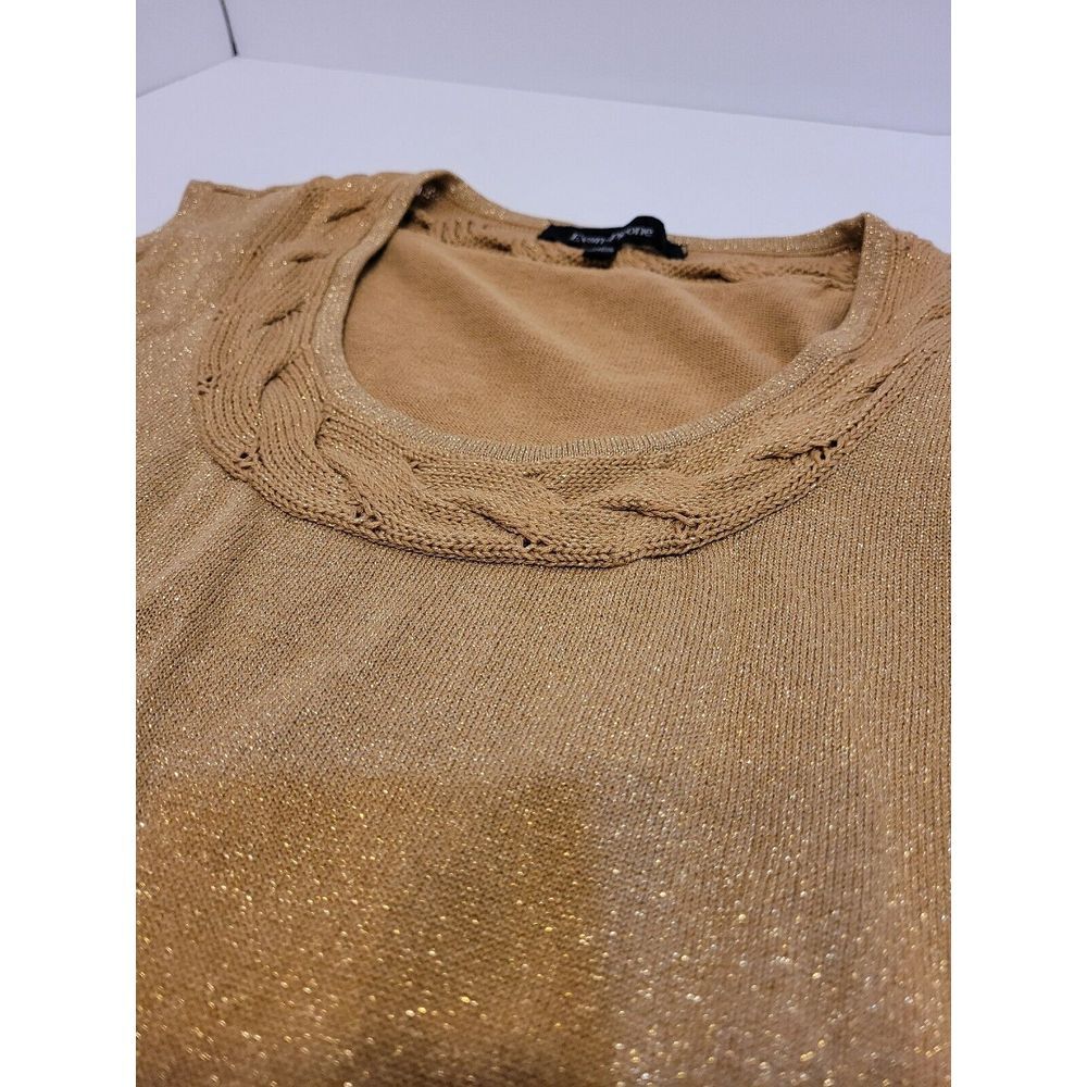 Evan-Picone Sweater Vest Women L Gold Excellent Metallic Braided Scoop Neck Tank